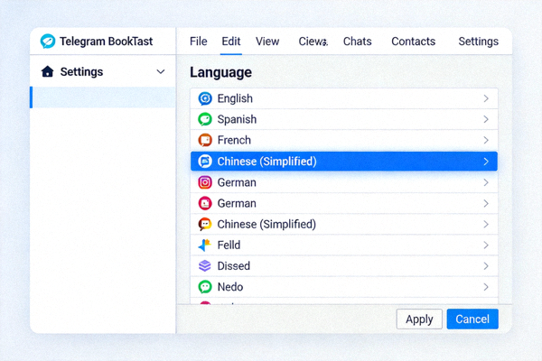 Telegram Desktop设置界面中Language语言选项的截图示意